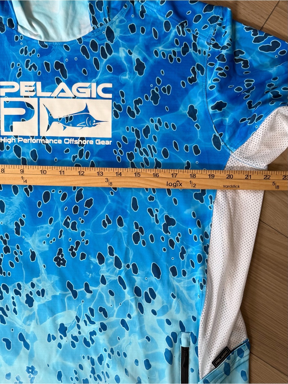Pelagic Dorado Exo-Tech Fishing Hoodie Shirt Men's M Blue Gaiter Face Mask NWOT - Picture 6 of 7